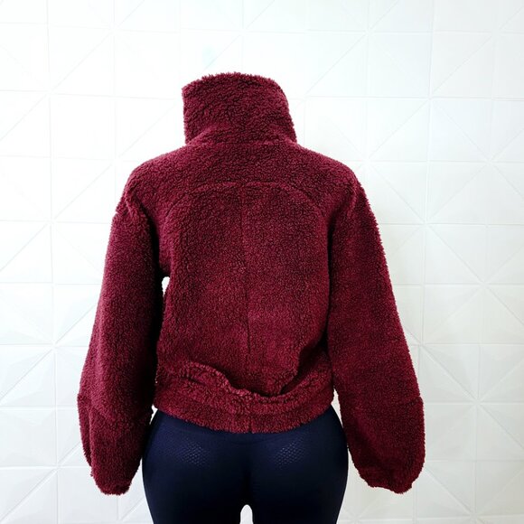 Lululemon Women's Red Merlot Cinchable Fleece Zip-Up Cozy Teddy Jacket Size 6 - Picture 5 of 9